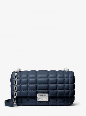 Michael Kors Tribeca Large Quilted Leather Granatowe | SN-MK27033