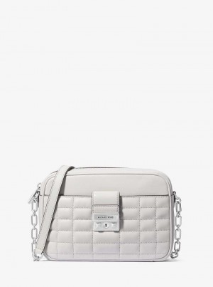 Michael Kors Tribeca Medium Quilted Leather Szare | SN-MK27277