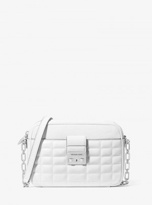 Michael Kors Tribeca Medium Quilted Leather Białe | SN-MK27278