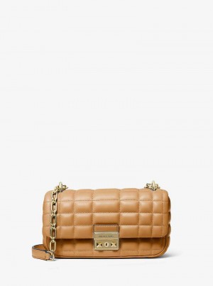 Michael Kors Tribeca Small Quilted Leather Brązowe | SN-MK26943