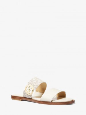 Michael Kors Vera Leather and Signature Logo Głęboka Żółte | SN-MK27512