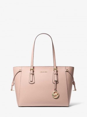 Michael Kors Voyager Medium Crossgrain Leather Różowe | SN-MK26884