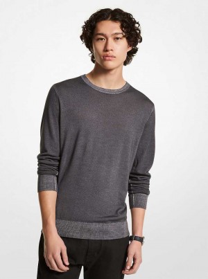Michael Kors Washed Merino Wool Szare | SN-MK28051