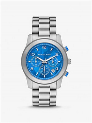 Michael Kors Watch Hunger Stop Oversized Runway Silver-Tone Watch Srebrne | SN-MK28436