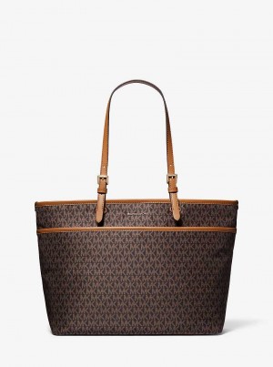 Michael Kors Winston Large Signature Logo Print Woven Pocket Brązowe | SN-MK26889