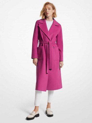 Michael Kors Wool Blend Trench Fuksja | SN-MK26599