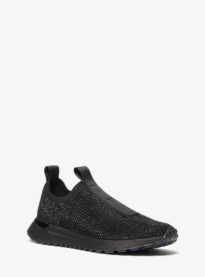 Michael Kors Bodie Embellished Stretch Knit Slip-On Czarne Czarne | SN-MK27469