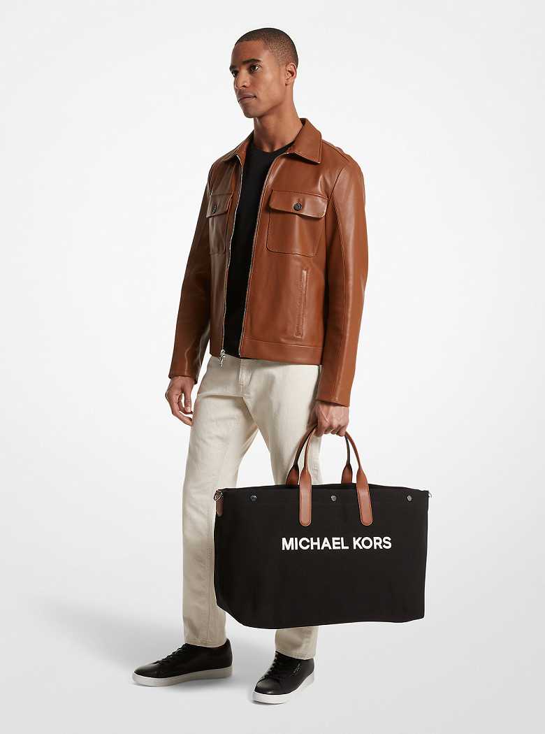 Michael Kors Brooklyn Oversized Cotton Canvas Czarne | SN-MK26930
