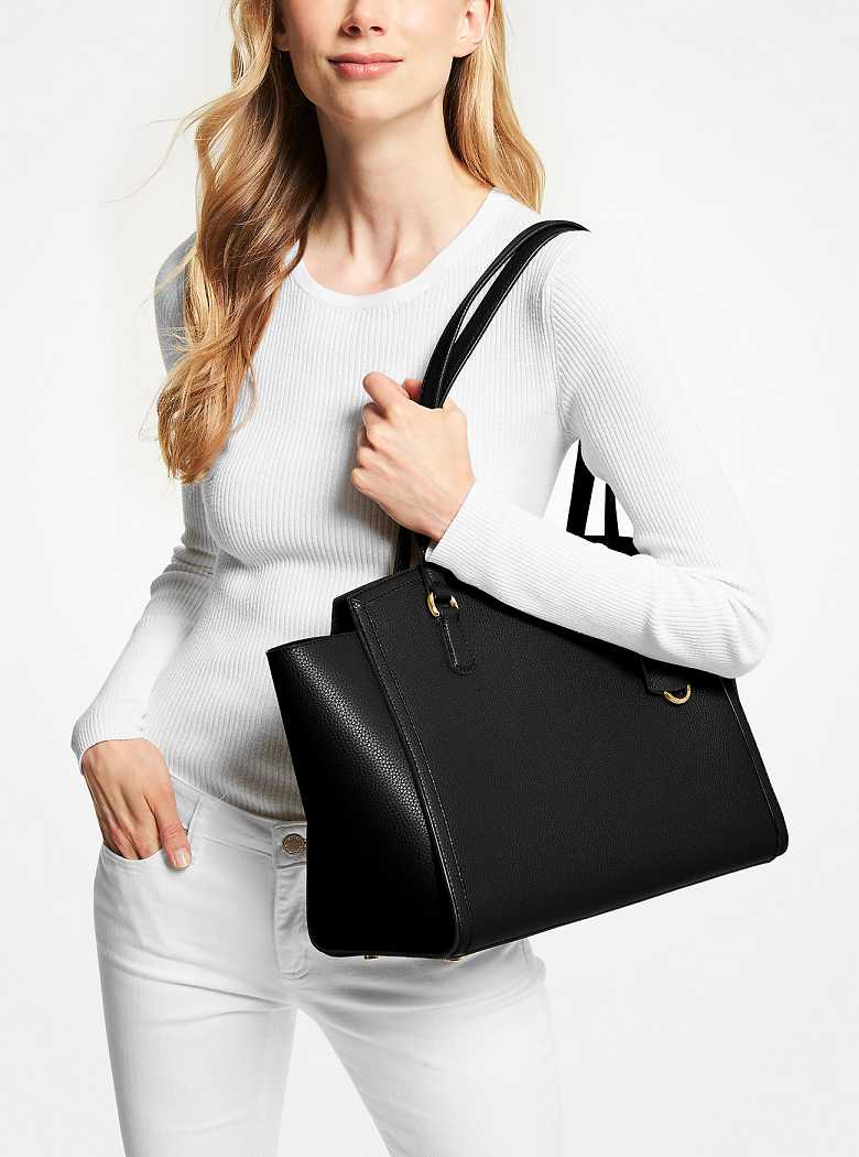 Michael Kors Chantal Large Pebbled Leather Czarne | SN-MK26854