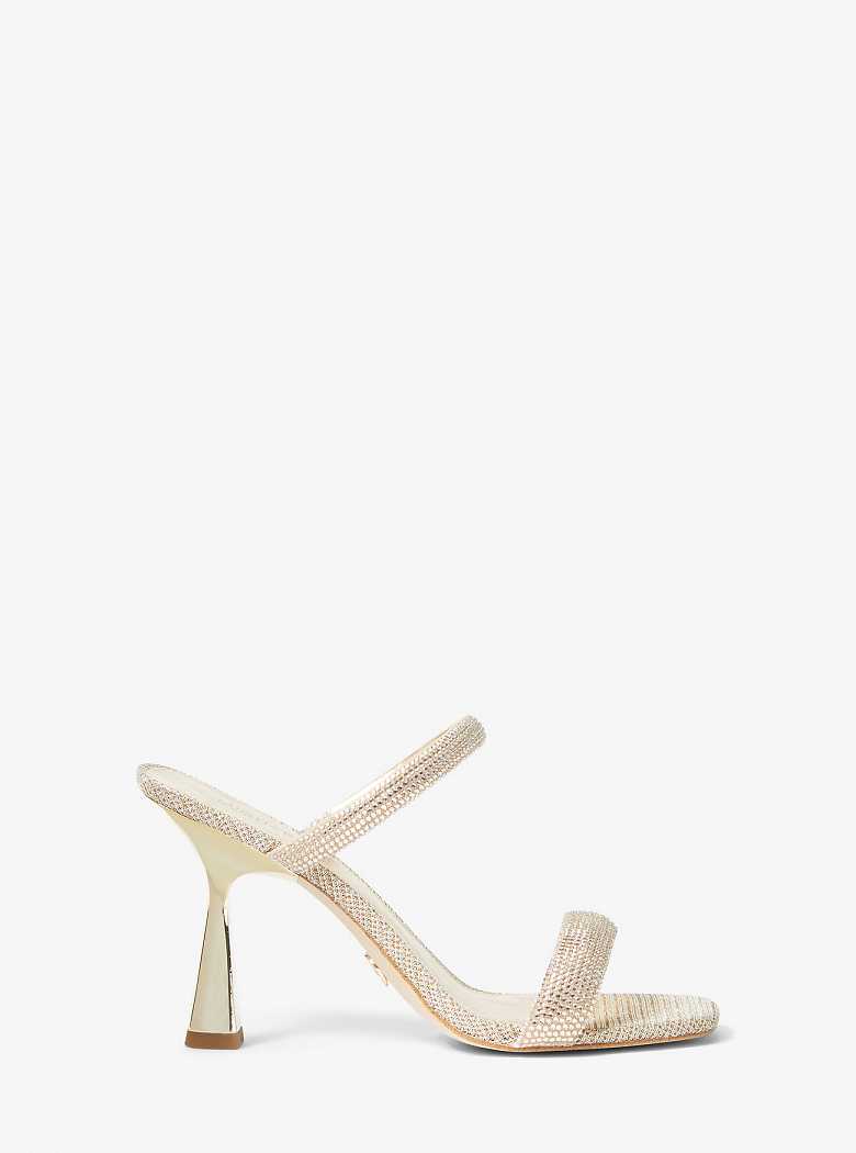 Michael Kors Clara Embellished Metallic Glitter Chain-Mesh Złote | SN-MK27603