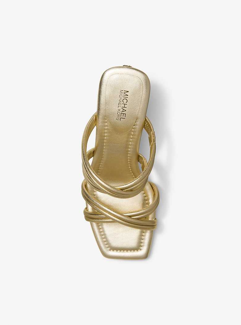 Michael Kors Corrine Metallic Leather Złote | SN-MK27551