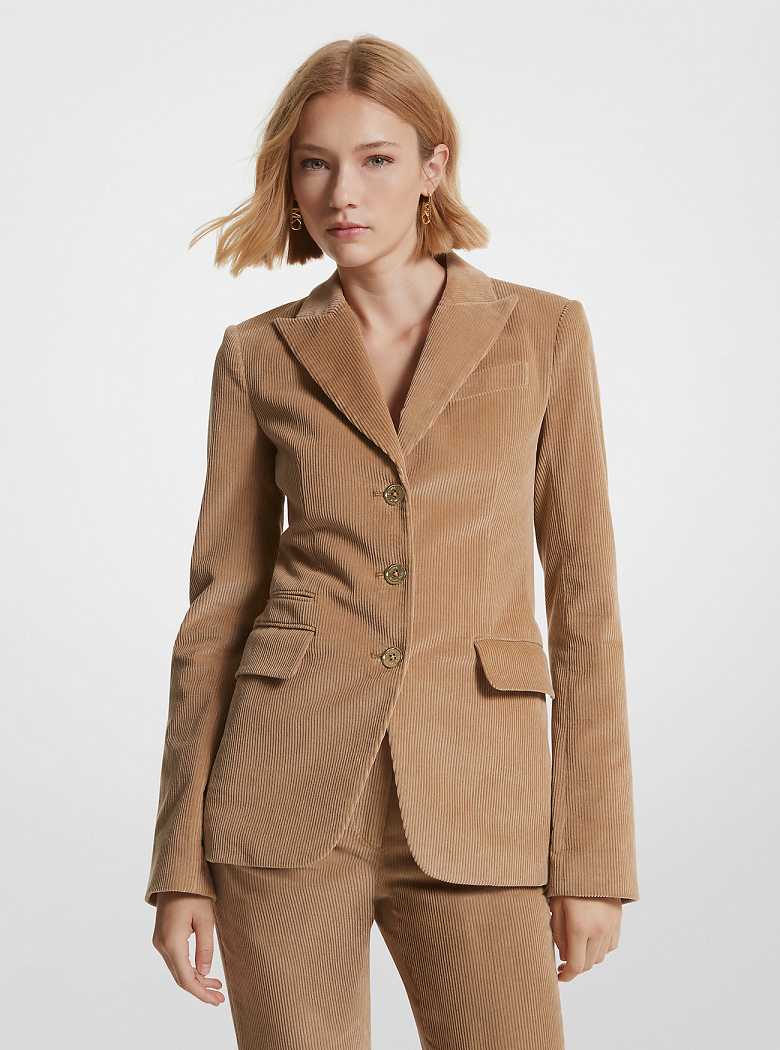 Michael Kors Cotton Corduroy Ciemny Brązowe | SN-MK26618