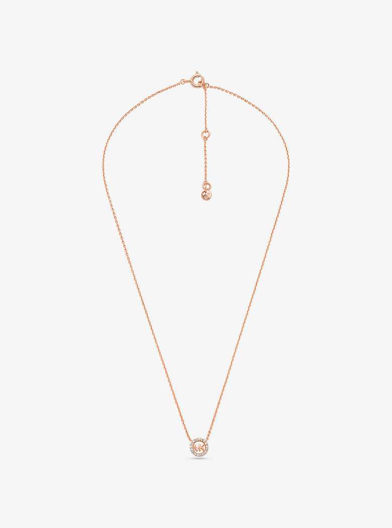 Michael Kors Fulton Precious-Metal Plated Sterling Silver Pavé Logo Charm Różowe Złote | SN-MK27819