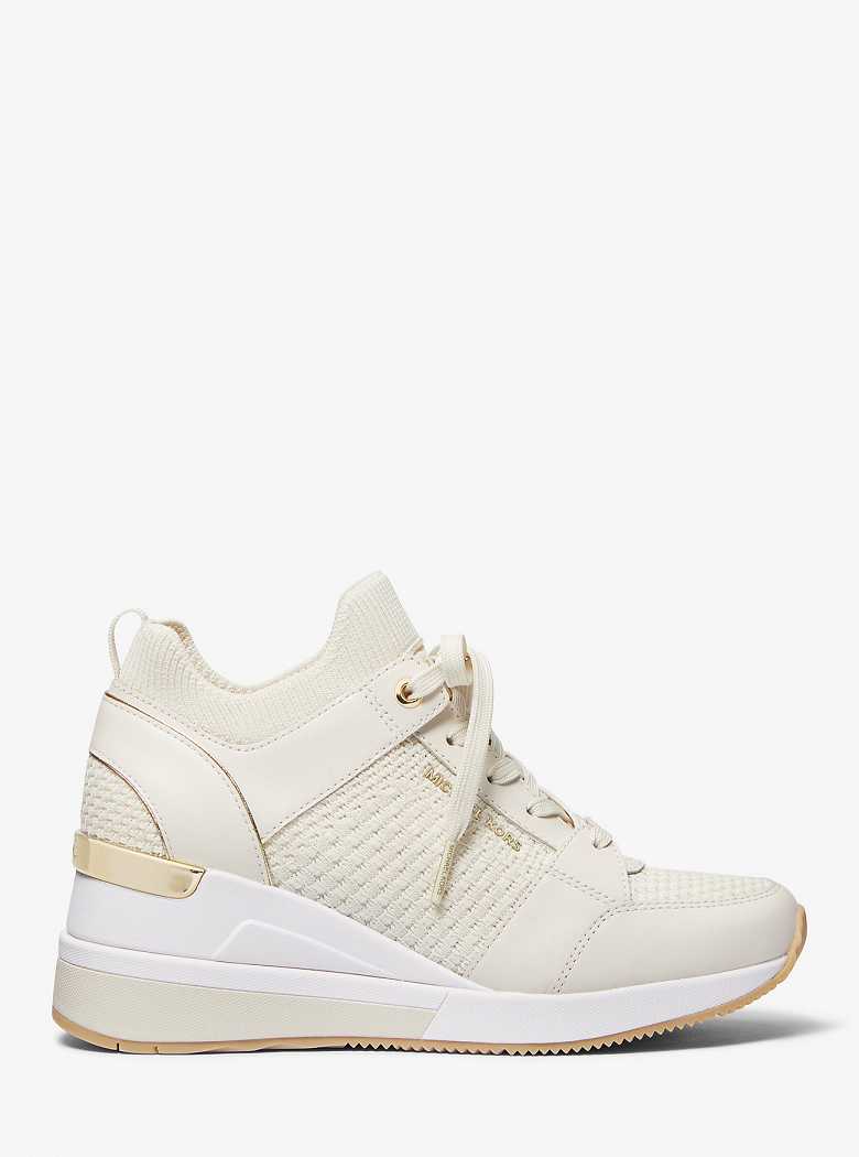 Michael Kors Georgie Textured Knit and Leather Kremowe | SN-MK27425
