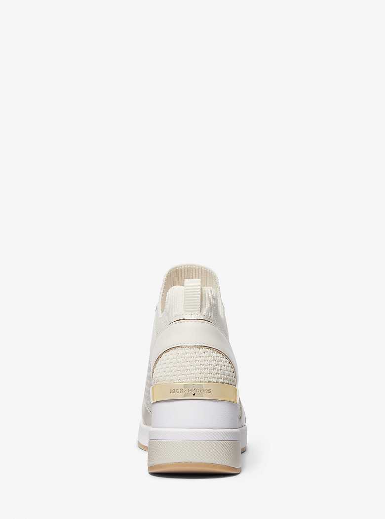 Michael Kors Georgie Textured Knit and Leather Kremowe | SN-MK27425