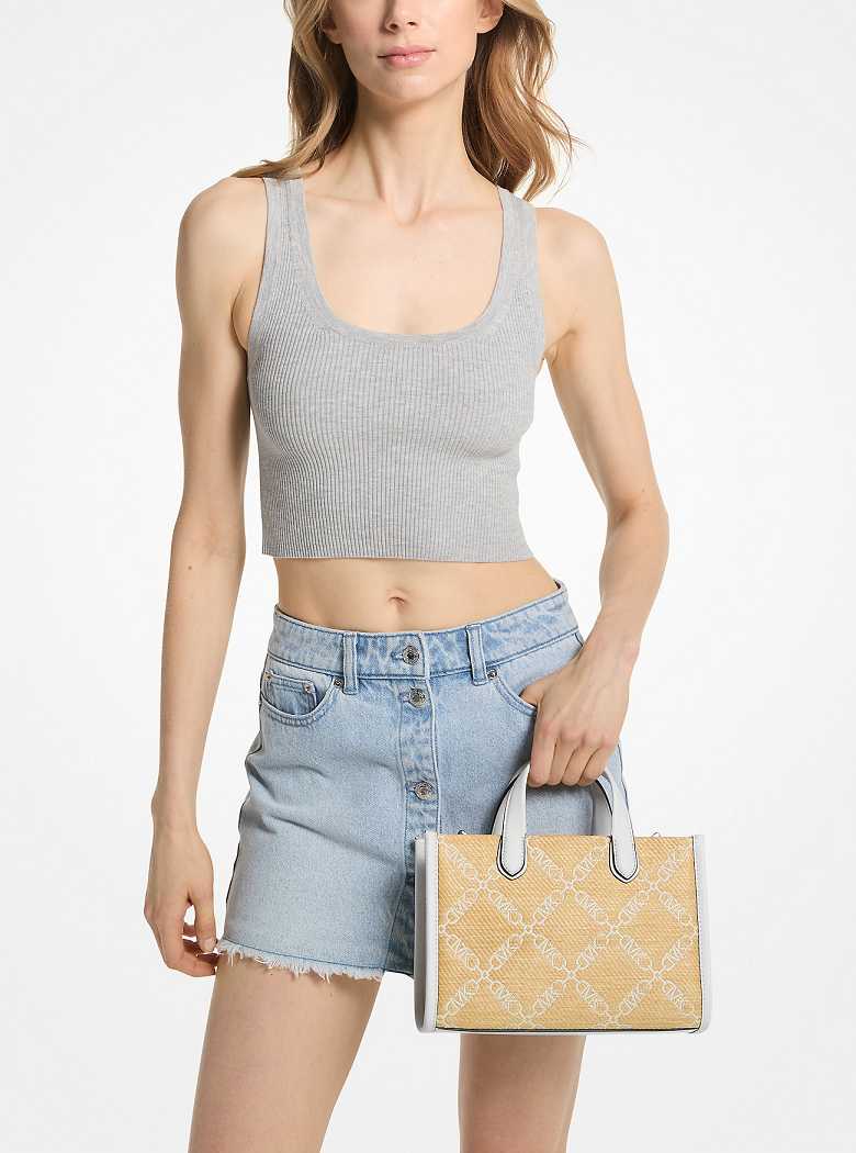 Michael Kors Gigi Small Empire Logo Jacquard Straw Kolorowe | SN-MK26808