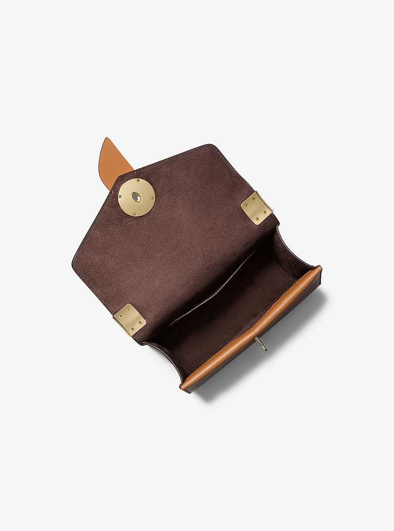 Michael Kors Greenwich Small Color-Block Logo and Saffiano Leather Brązowe | SN-MK27027