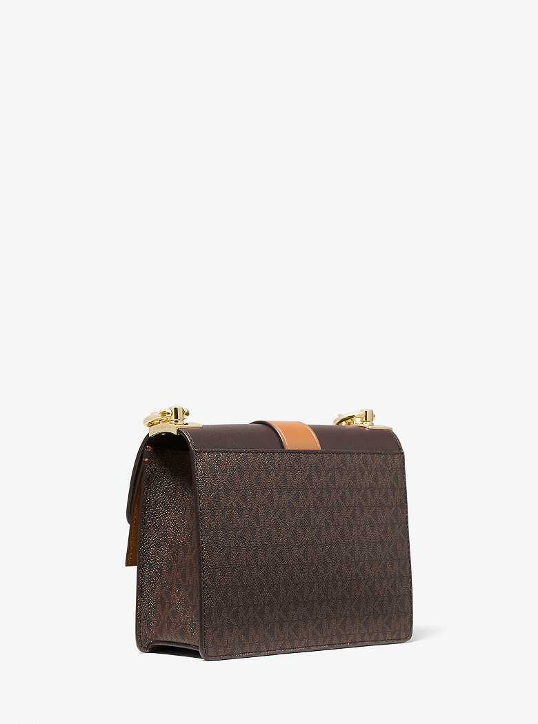 Michael Kors Greenwich Small Color-Block Logo and Saffiano Leather Brązowe | SN-MK27027
