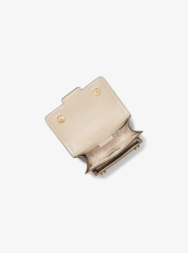 Michael Kors Heather Extra-Small Metallic Leather Złote | SN-MK27217