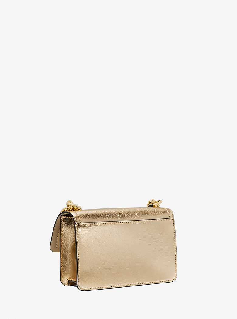 Michael Kors Heather Extra-Small Metallic Leather Złote | SN-MK27217