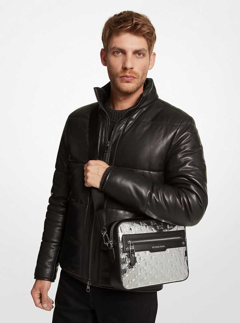 Michael Kors Hudson Logo Embossed Metallic Srebrne | SN-MK28114