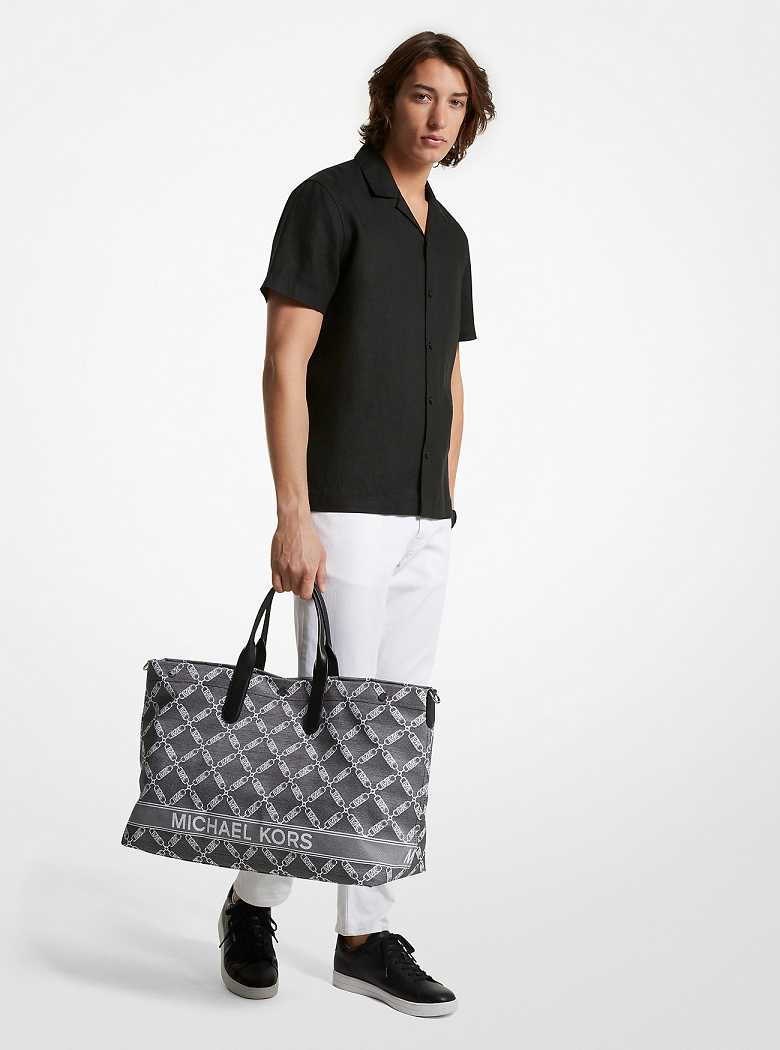 Michael Kors Hudson Oversized Empire Logo Jacquard Czarne | SN-MK26927