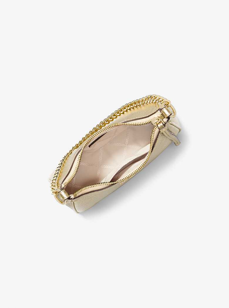 Michael Kors Jet Set Charm Small Metallic Pebbled Leather Złote | SN-MK26990