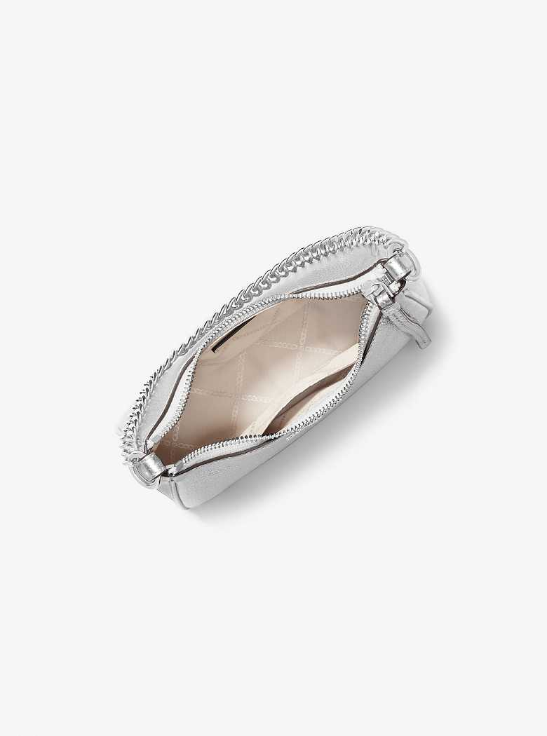Michael Kors Jet Set Charm Small Metallic Leather Srebrne | SN-MK26992