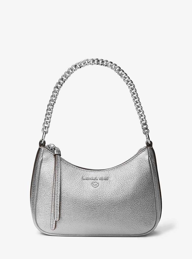 Michael Kors Jet Set Charm Small Metallic Leather Srebrne | SN-MK26992