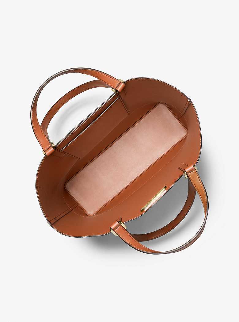 Michael Kors Kelli Large Two-Tone Pebbled Leather Brązowe | SN-MK26845