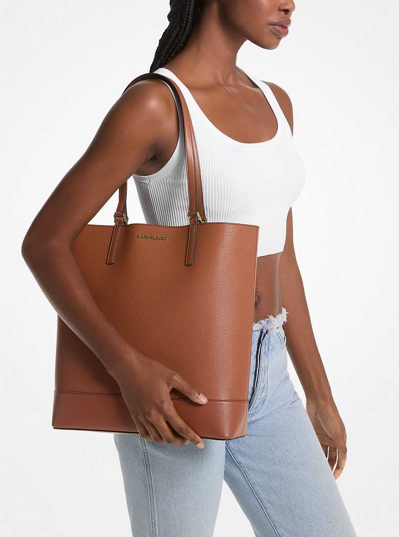Michael Kors Kelli Large Two-Tone Pebbled Leather Brązowe | SN-MK26845