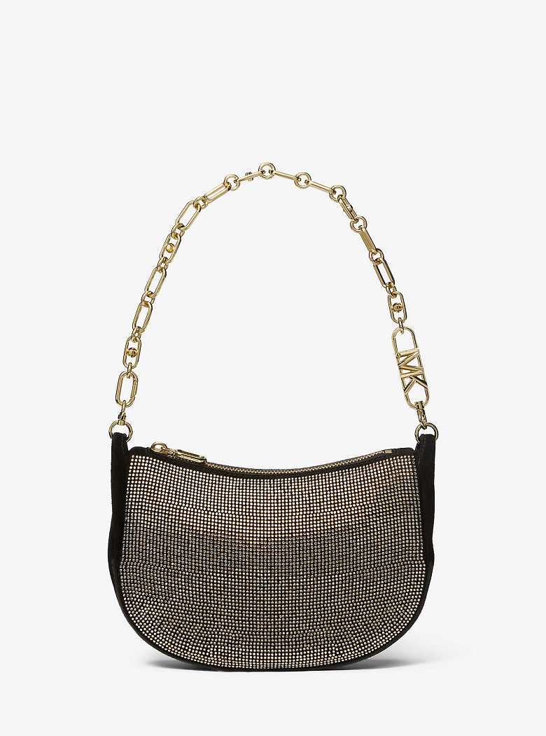 Michael Kors Kendall Small Embellished Suede Czarne | SN-MK27036