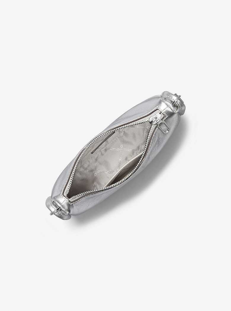 Michael Kors Kendall Small Metallic Leather Srebrne | SN-MK27054