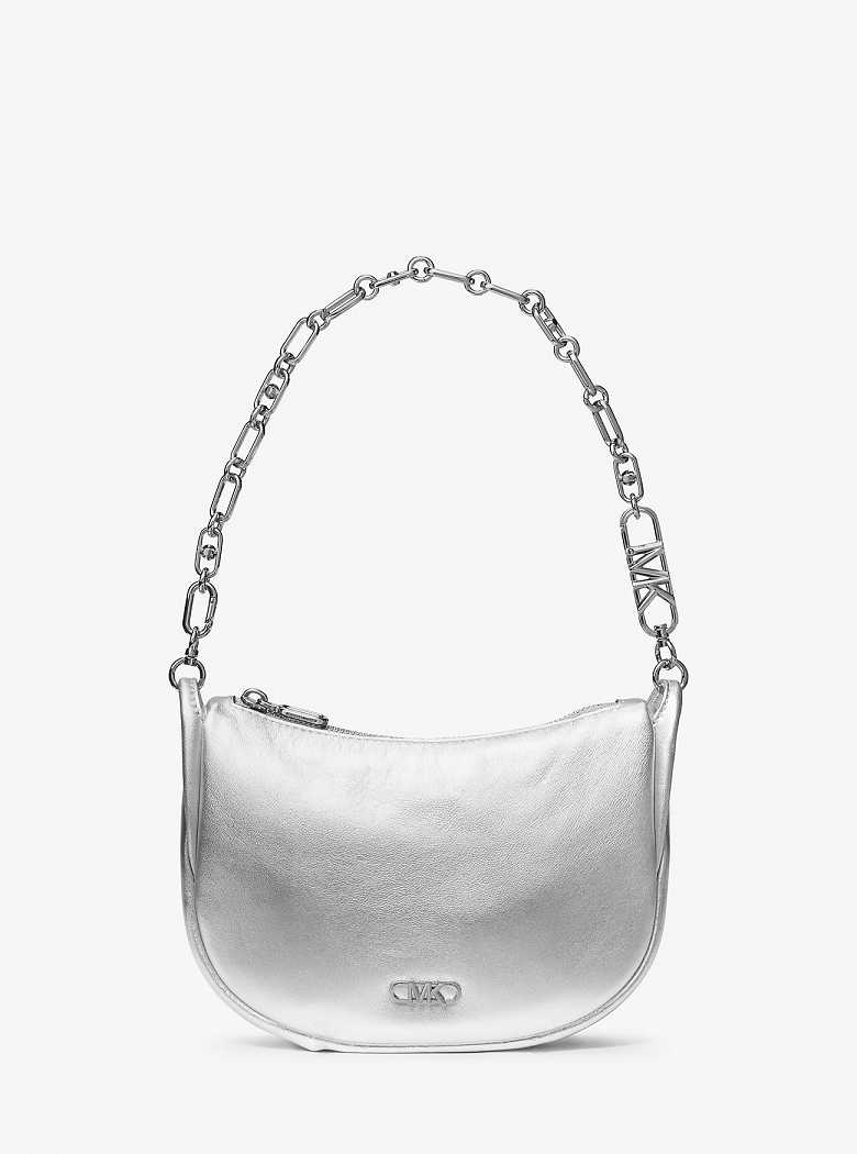 Michael Kors Kendall Small Metallic Leather Srebrne | SN-MK27054