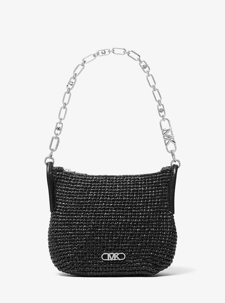Michael Kors Kendall Small Straw Czarne Czarne | SN-MK27101