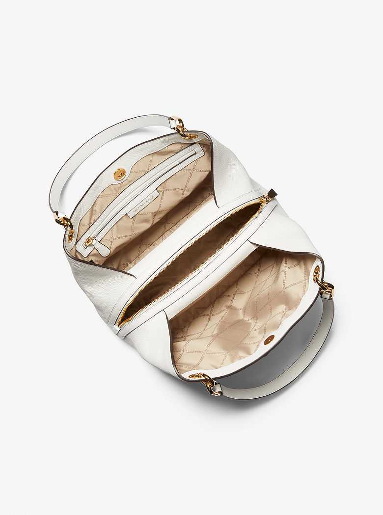 Michael Kors Kensington Large Pebbled Leather Białe | SN-MK27020