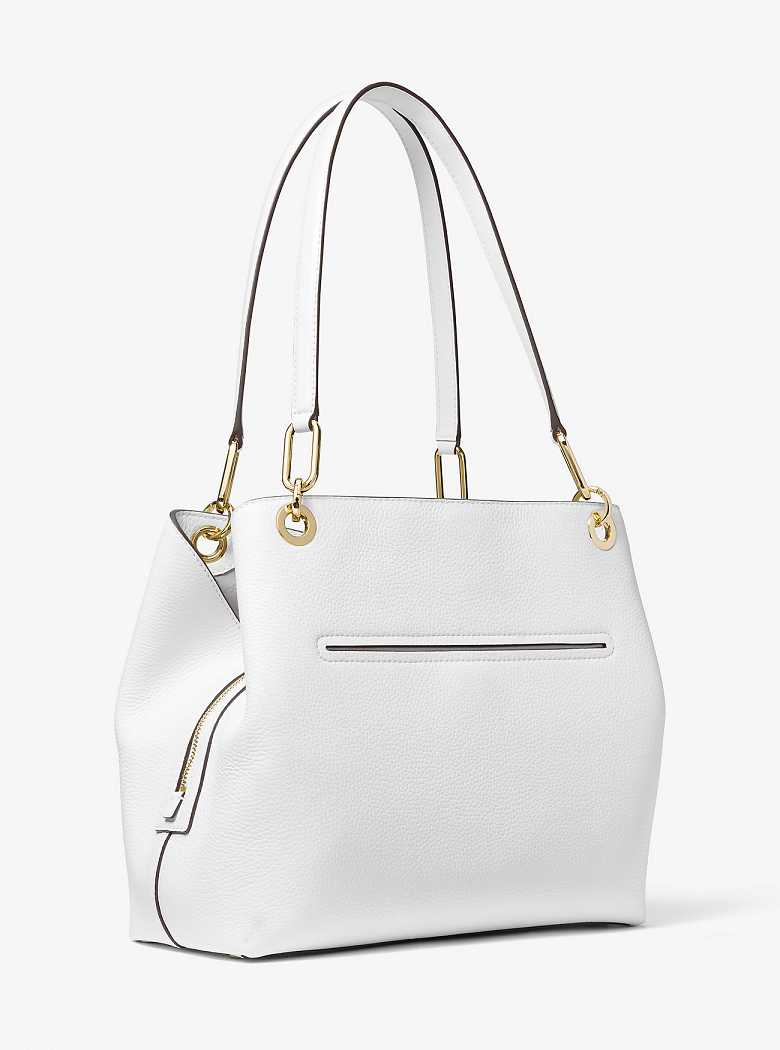 Michael Kors Kensington Large Pebbled Leather Białe | SN-MK27020