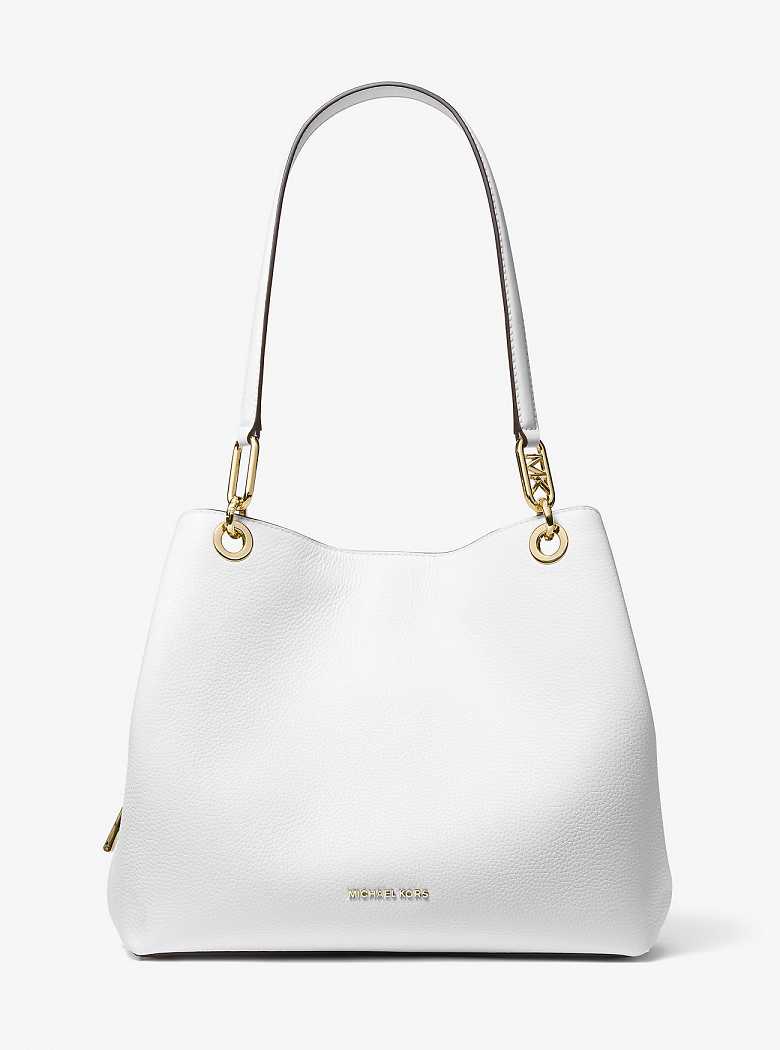 Michael Kors Kensington Large Pebbled Leather Białe | SN-MK27020