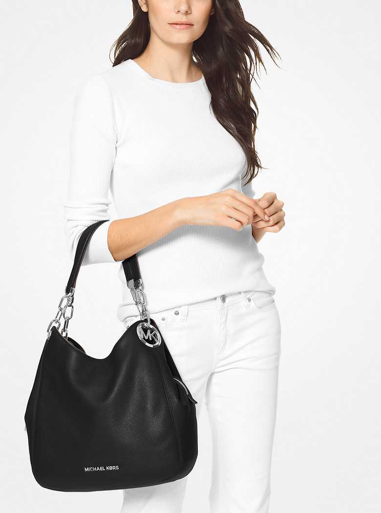 Michael Kors Lillie Large Pebbled Leather Czarne | SN-MK26901