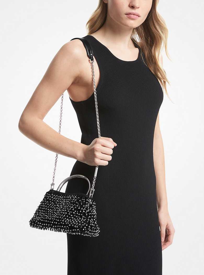 Michael Kors Limited-Edition Rosie Extra-Small Embellished Suede Czarne | SN-MK27059