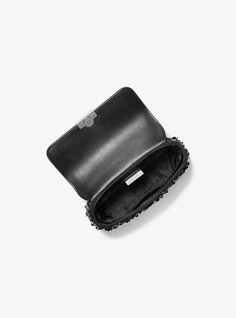 Michael Kors Limited-Edition Tribeca Small Hand-Embellished Czarne | SN-MK27055