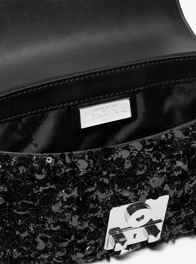 Michael Kors Limited-Edition Tribeca Small Hand-Embellished Czarne | SN-MK27055