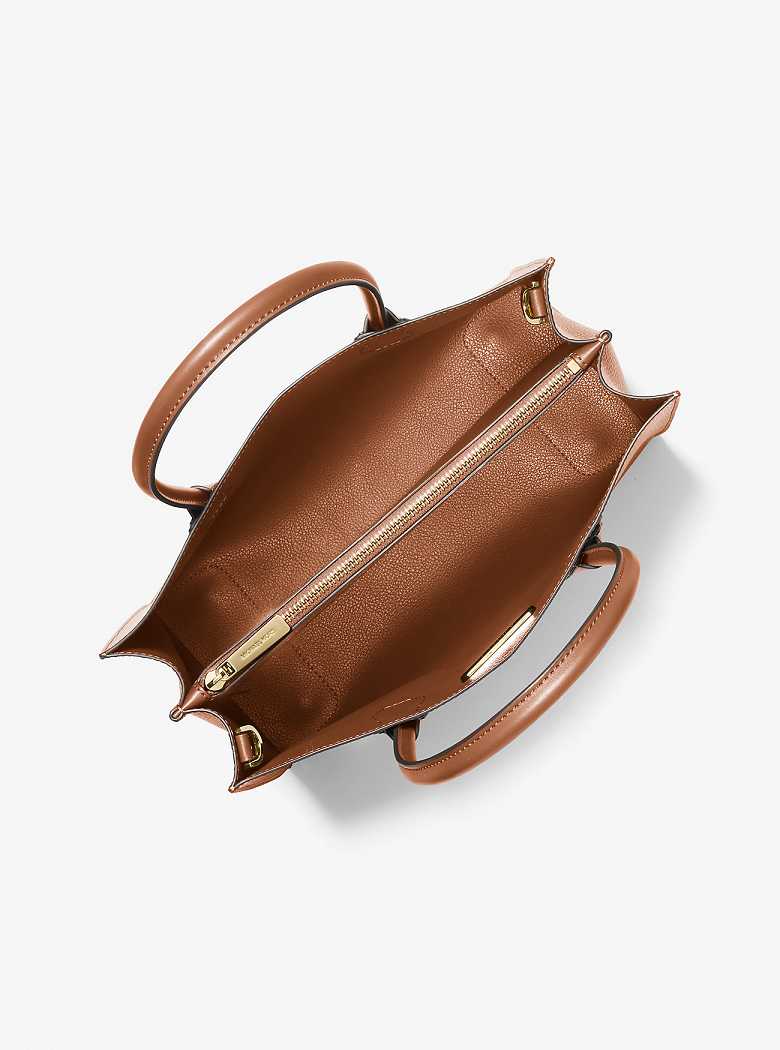 Michael Kors Mercer Large Pebbled Leather Accordion Brązowe | SN-MK26790