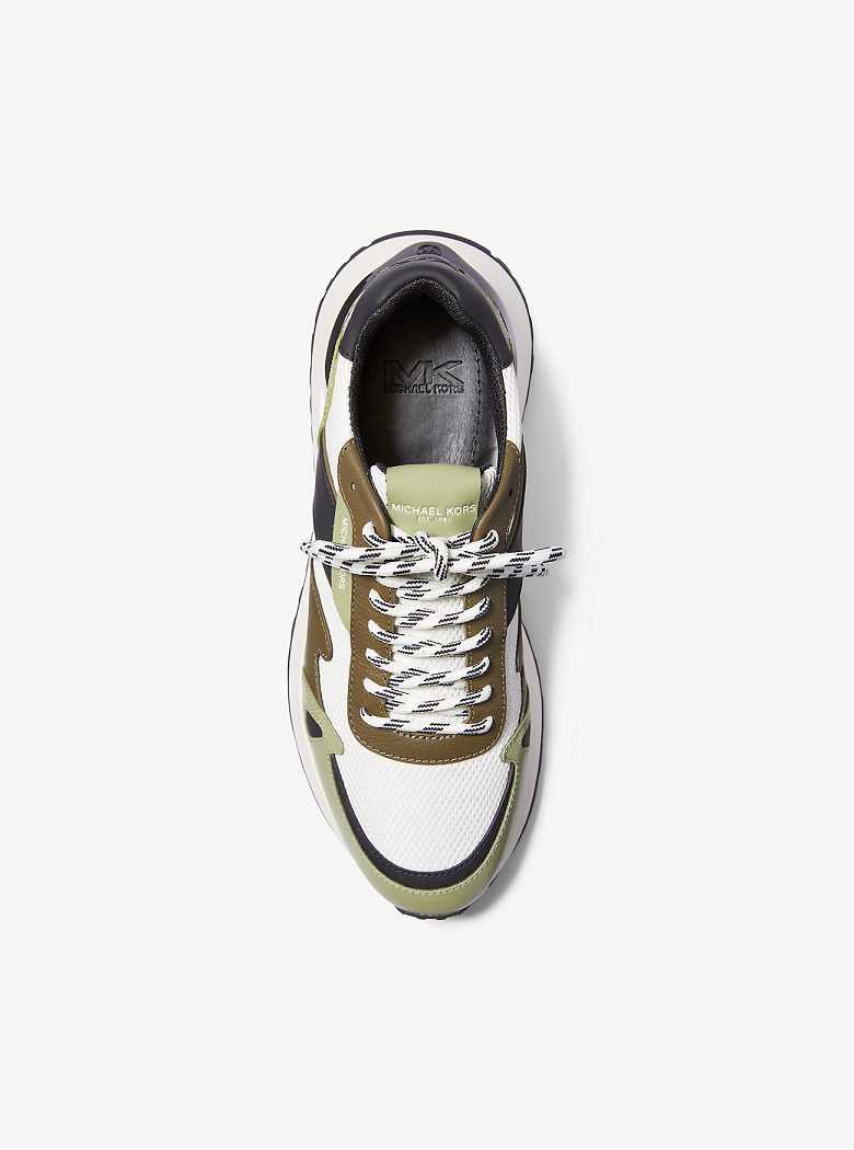 Michael Kors Miles Color-Block Signature Logo and Mesh Oliwkowe | SN-MK28242