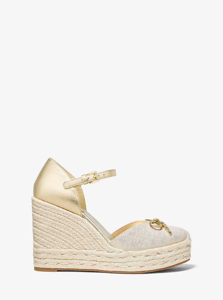 Michael Kors Nori Metallic Leather and Linen Złote | SN-MK27613