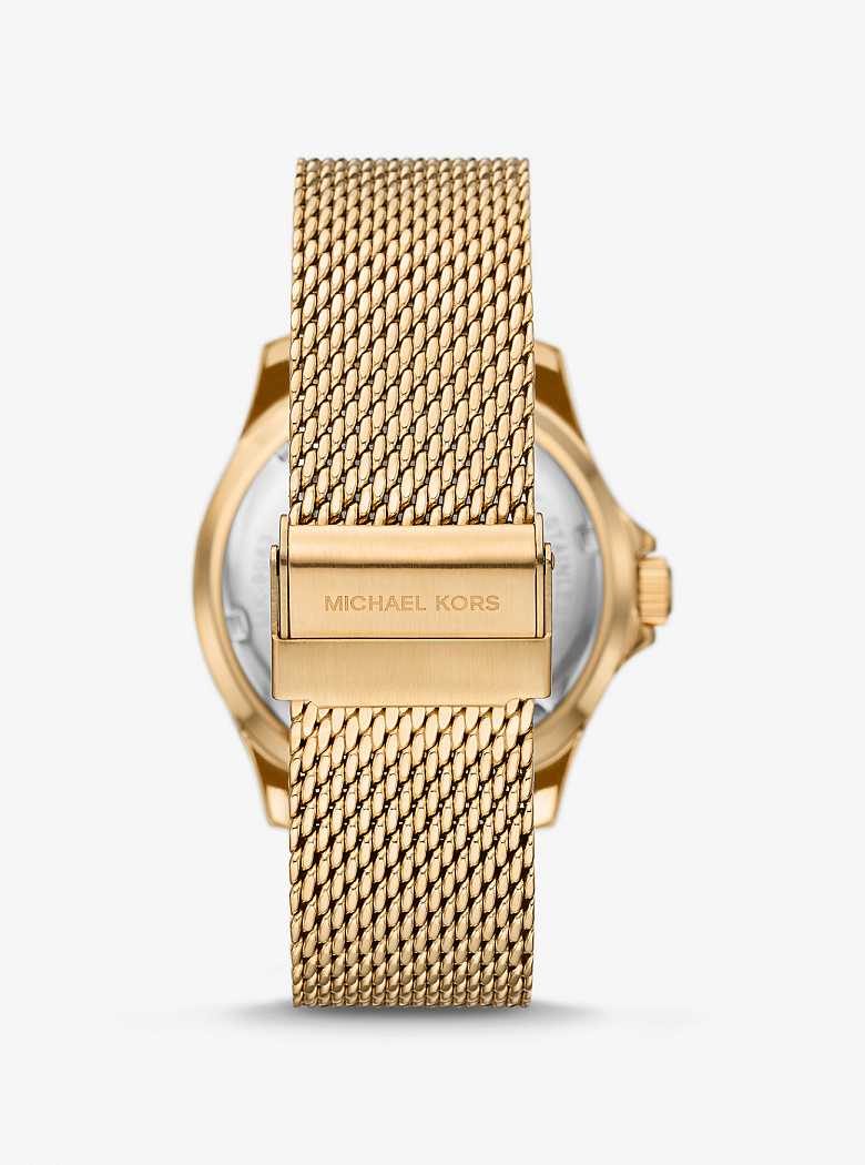 Michael Kors Oversized Slim Everest Gold-Tone Mesh Złote | SN-MK28264