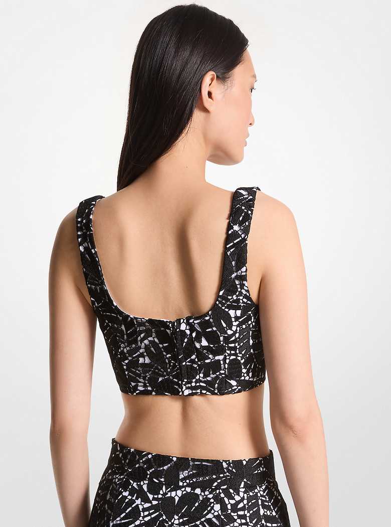 Michael Kors Palm Lace Bralette Top Czarne | SN-MK26509