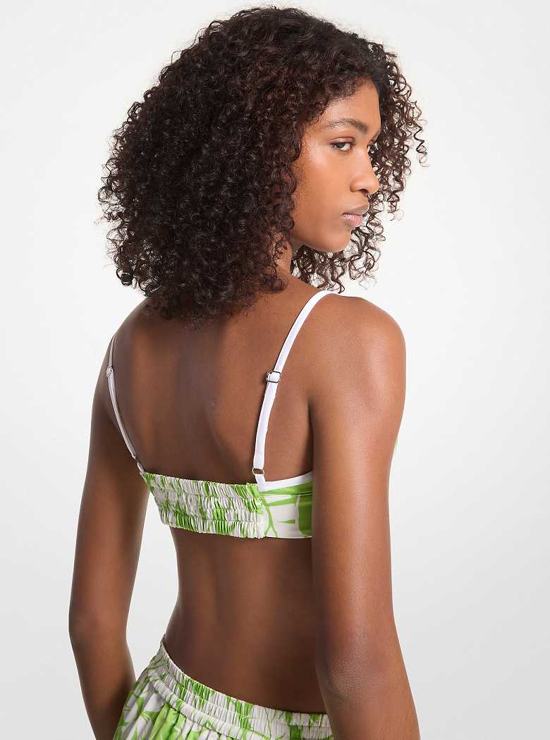Michael Kors Palm Print Satin Bra Top Zielone | SN-MK26506
