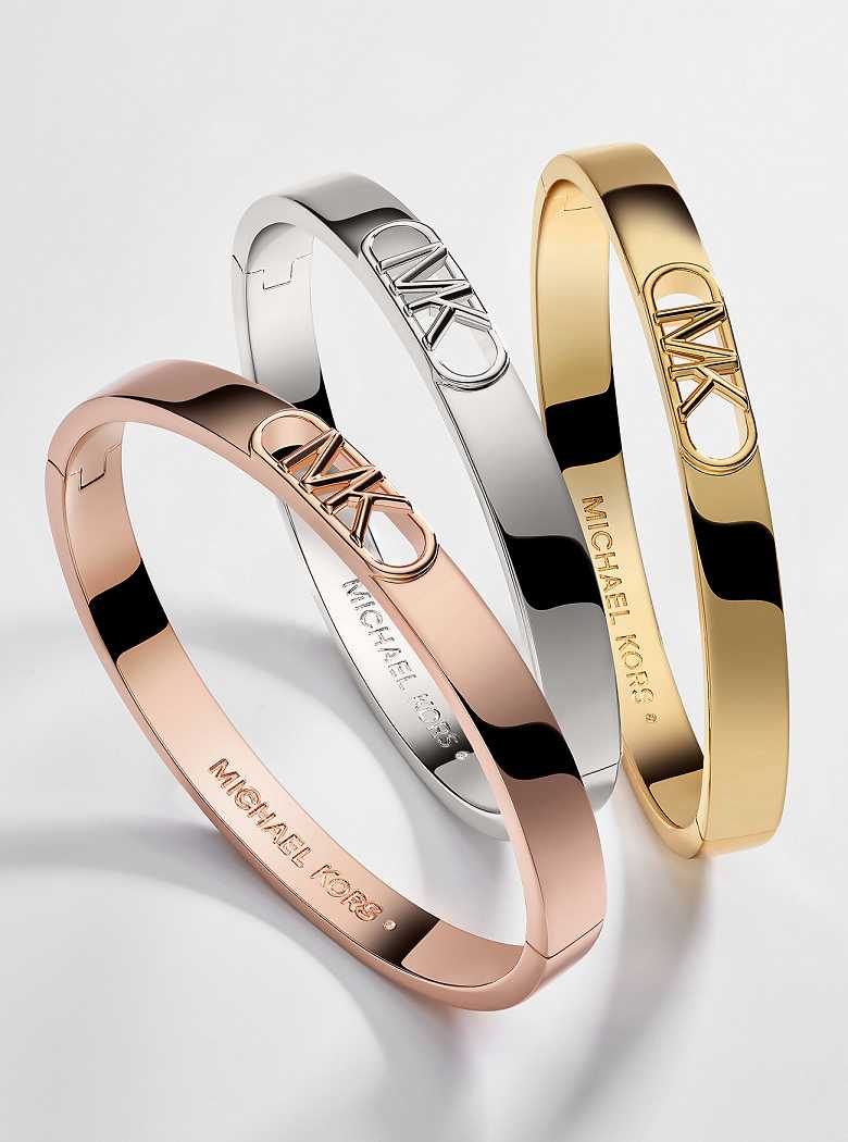 Michael Kors Precious Metal-Plated Brass Empire Logo Srebrne | SN-MK27725