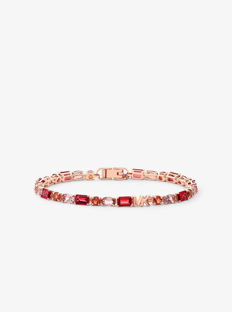 Michael Kors Precious Metal-Plated Sterling Silver and Nanogem Tennis Różowe Złote | SN-MK27749